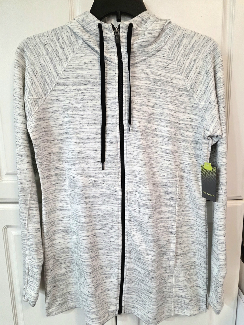 Tek Gear Women's Heather Light Gray Full-Zip Utility Hoodie Jacket Size Med NWT